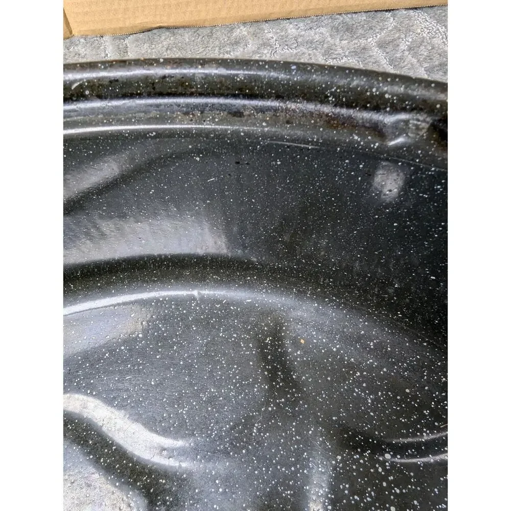 GHC Enamelware Turkey Roaster Lid 16x12x4 BLACK WHITE SPECK USA